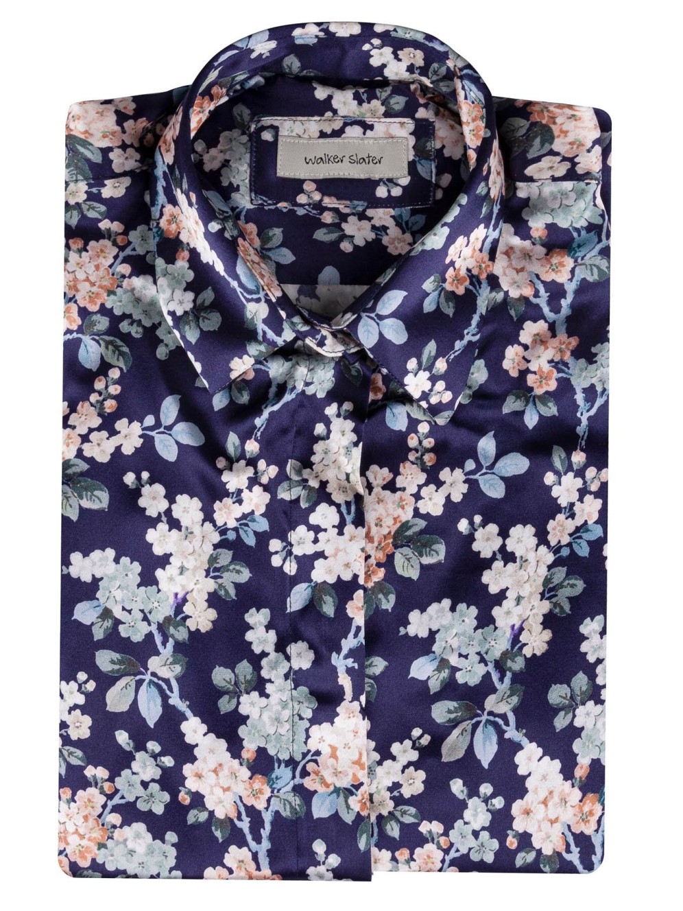 Ella Shirt | Navy Floral Silk