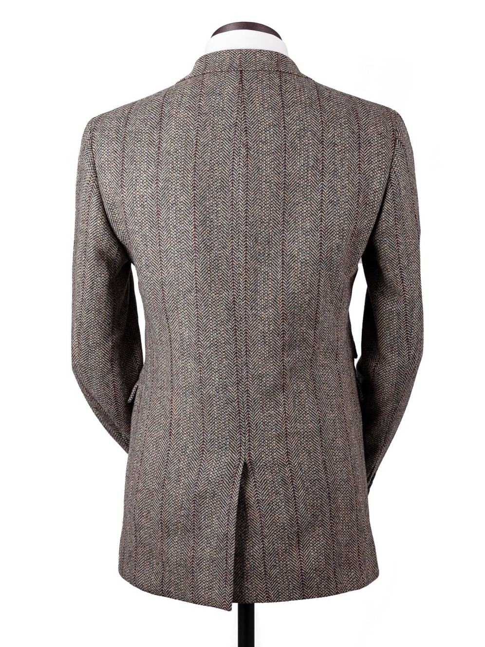 James Men's Suit Jacket in Grey Herringbone Birdseye Shetland Tweed ...