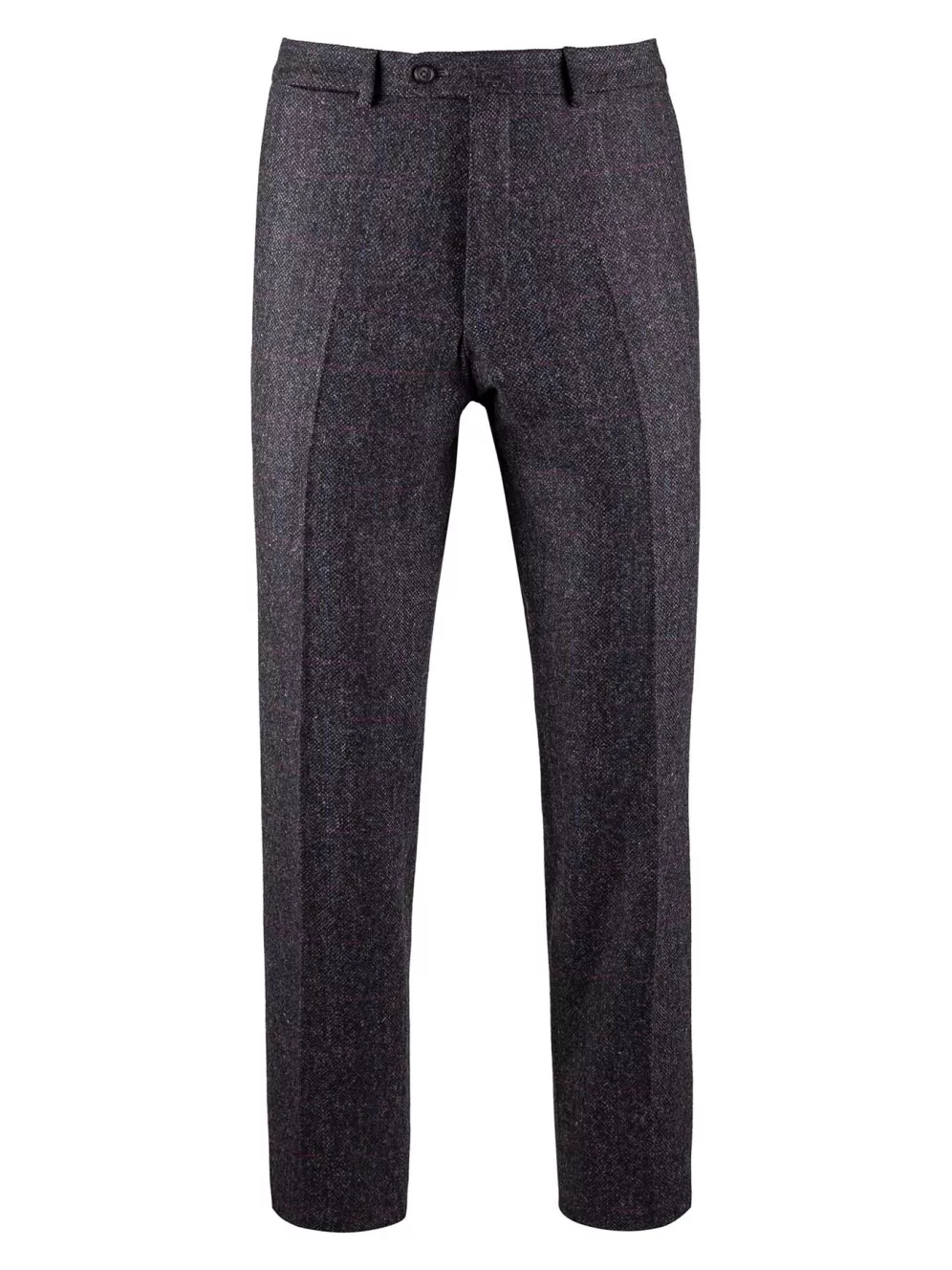 Edward Trouser | Charcoal Red Windowpane Lambswool Tweed