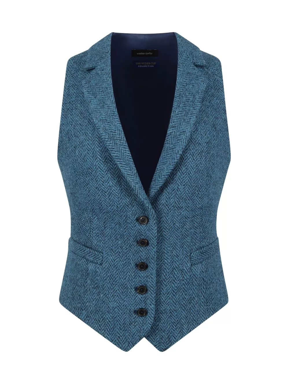 pois Tweed vest 【blue】【完売品】 pois Tweed vest 【blue】【完売品】 Ladies Tweed Scooped Pocket
