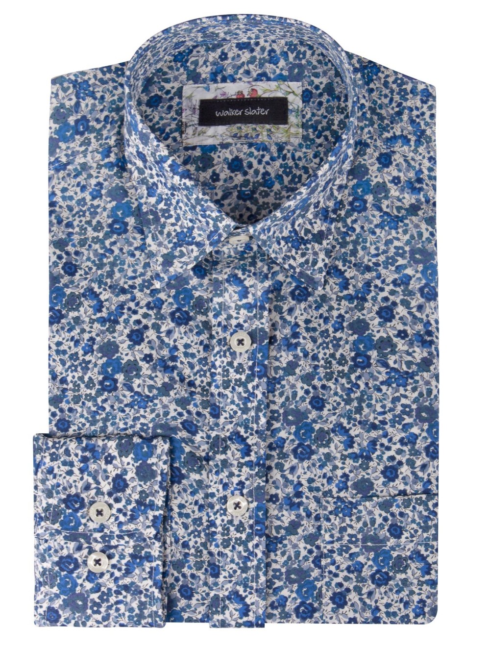 Lachlan Shirt | Blue Micro-floral Cotton