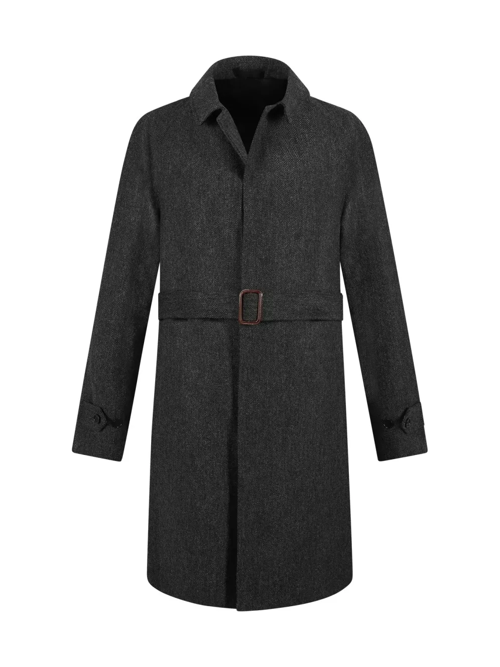Watson Coat - Belted | Borders Tweed Herringbone, Charcoal