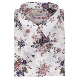 Iris Shirt | White Flowers Cotton