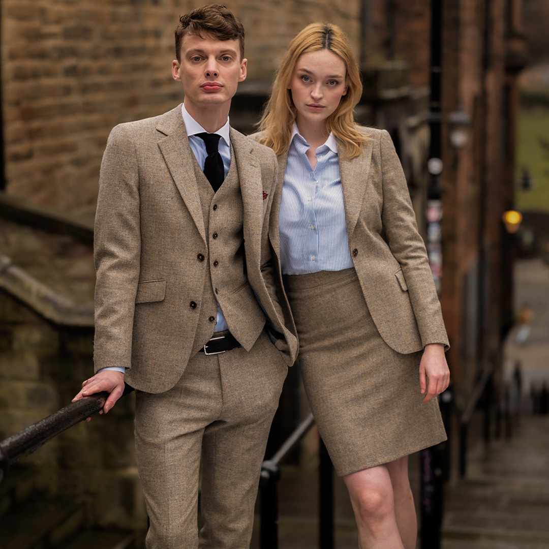 slaters brown tweed suit
